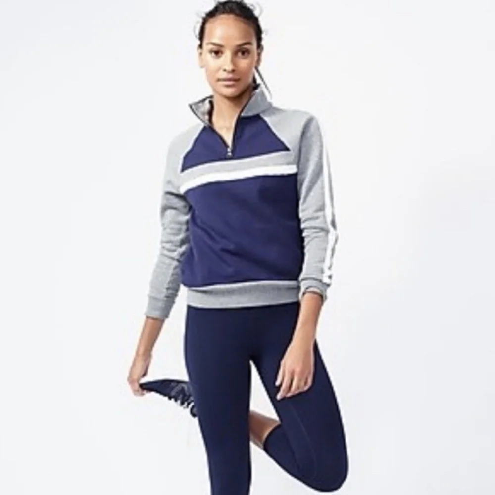 J. Crew Women's Size XS Blue Colorblock Half-Zip Pullover Style F9930 NWT
